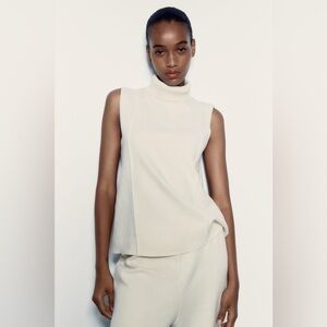 Zara Ribbed Knit Turtleneck in Cream